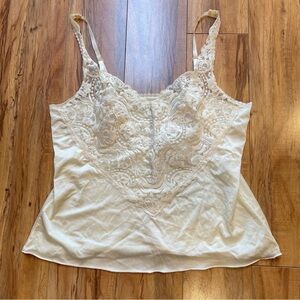 Vtg Vanity Fair Ivory Cream Lace Satin Camisole Cottagecore Coquette Fits M-L